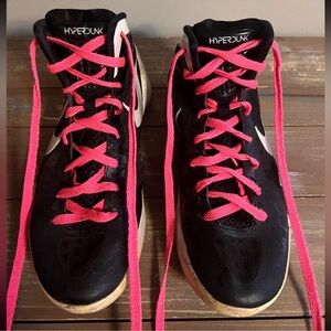 Nike Hyperdunk Women's Black Athletic Shoes with Pink Laces